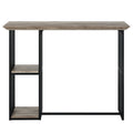 Oak And Sandy Black 2 Shelf Counter Height Table Oak Seats 4 Dining Room Industrial Rectangular Wood Metal Trestle