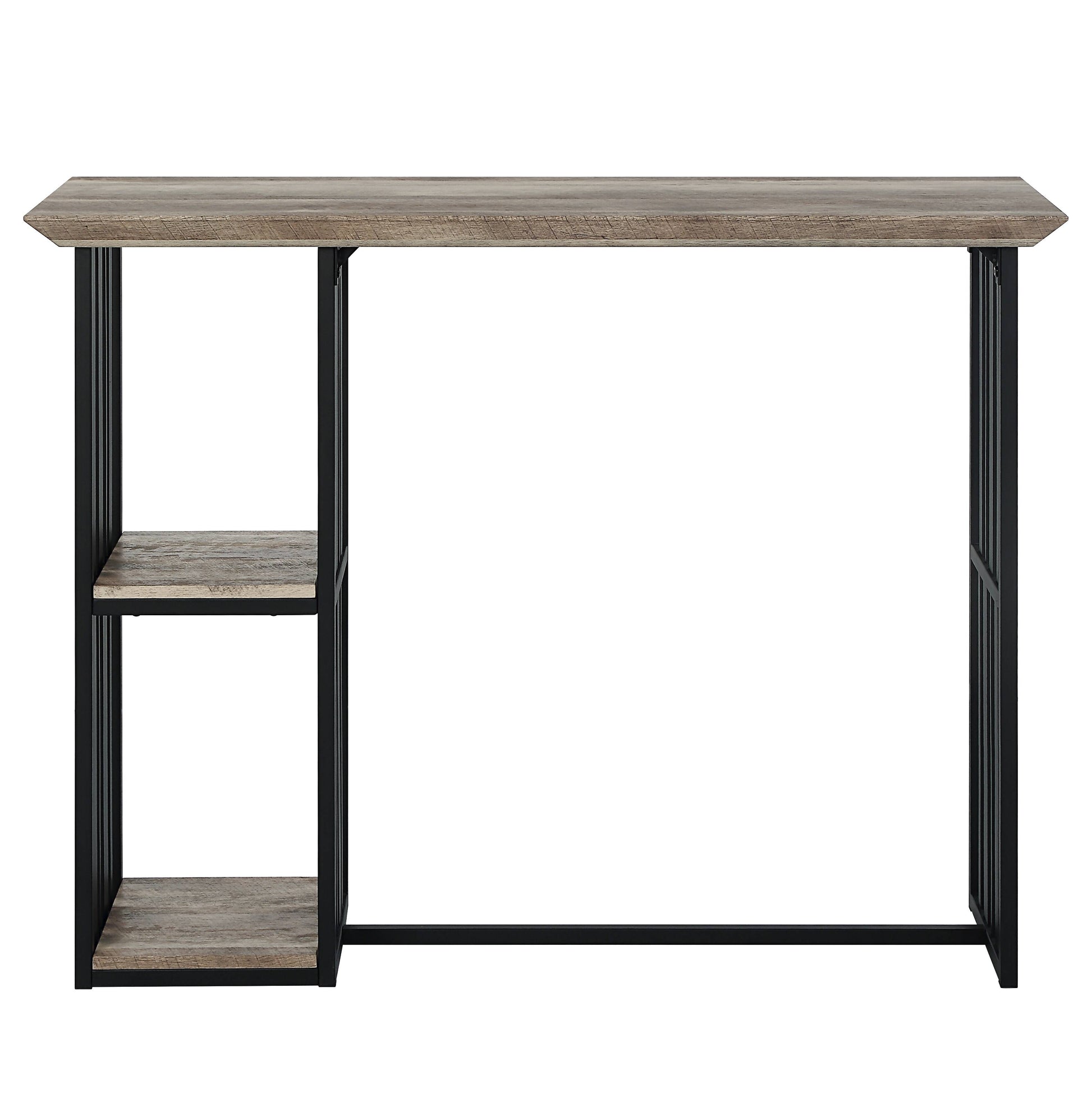 Oak And Sandy Black 2 Shelf Counter Height Table Oak Seats 4 Dining Room Industrial Rectangular Wood Metal Trestle