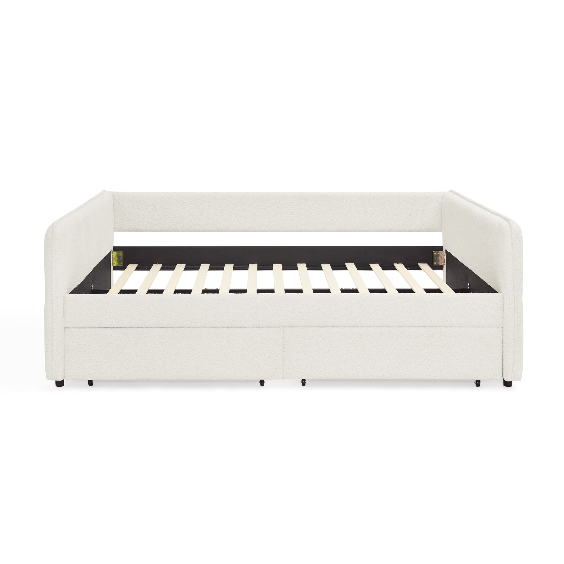 Daybed With Trundle Upholstered Tufted Sofa Bed, With Two Drawers, Queen Size, Boucle Fabric, Beige 88"X65.5"X29.5" Beige Boucle