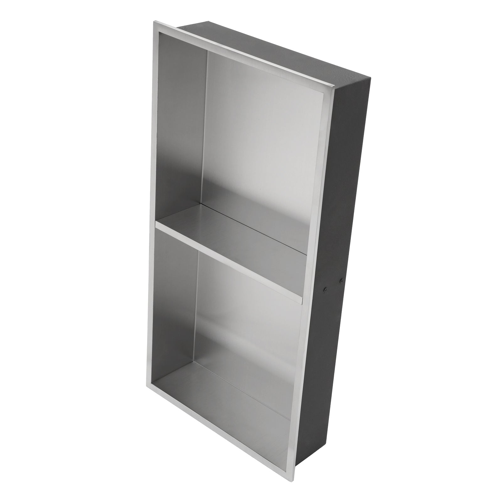 13" X 25" Stainless Steel Shower Niche Double Shelf, Brushed Nickel Brushed Nickel Stainless Steel