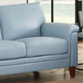Westcott Leather Sofa Blue Memory Foam Genuine Leather 3 Seat