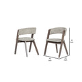 Cid 23 Inch Modern Dining Chair, Curved Back, Set Of 2, Gray Fabric Gray Wood Fabric