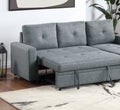 Black Gray Polyfiber Convertible Sectional Sofa Pull Out Bed Couch Storage Chaise Reversible 2Pc Sectional Living Room Furniture Grey Black Primary Living Space Tufted Back Contemporary,Modern L Shaped Square Arms Plywood 4 Seat