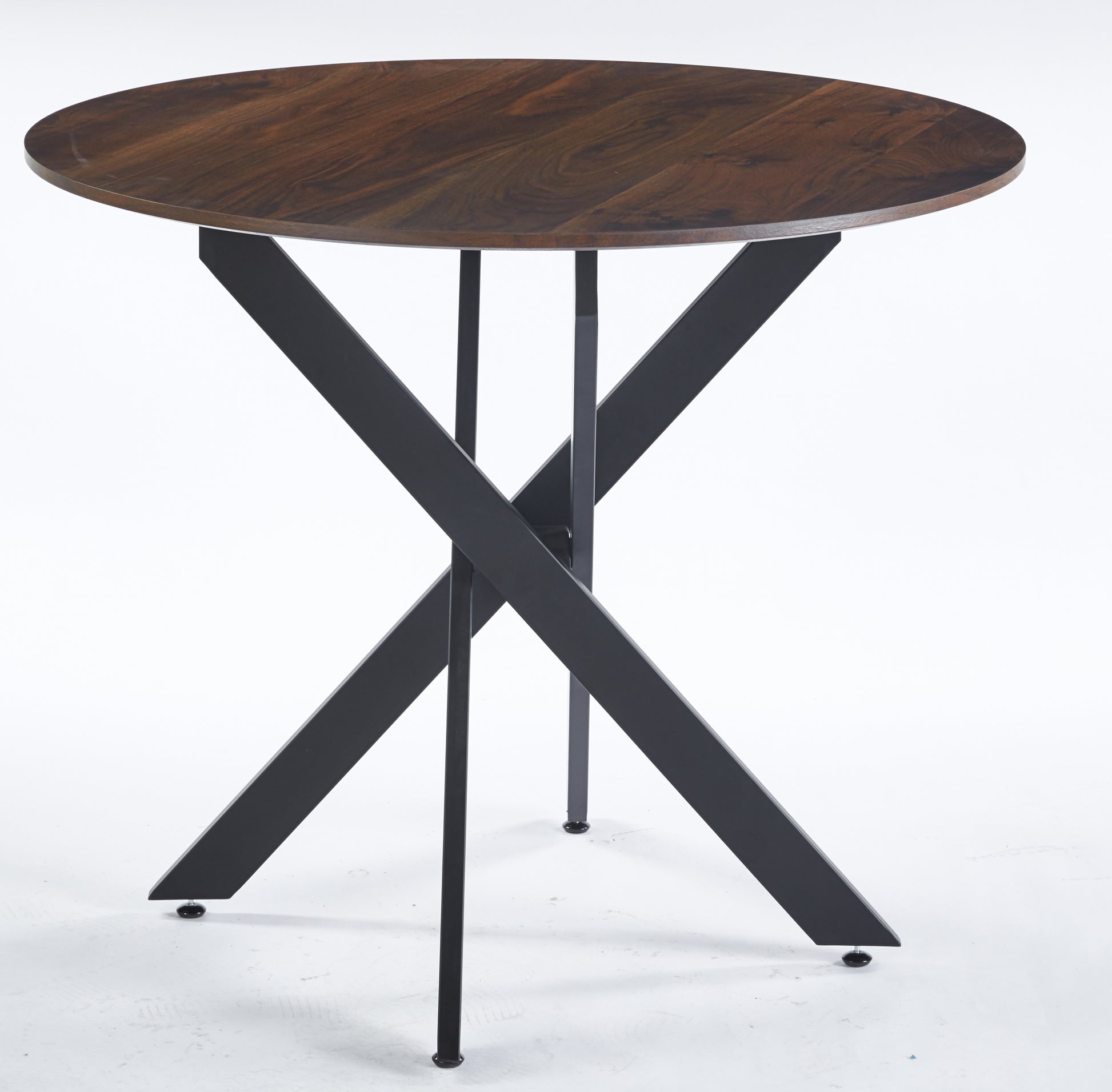 47.2Inch Round Dining Table,Office Table,Coffee Table,120X120X75Cm,Cross Leg Brown Mdf