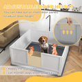 Pawhut Whelping Box For Dogs With Retractable Light Stand, Birth Dog Whelping Box For Puppies With Pig Rail, Pee Padadjustable Height Door For Small, Medium & Large Breed Dogs, 49