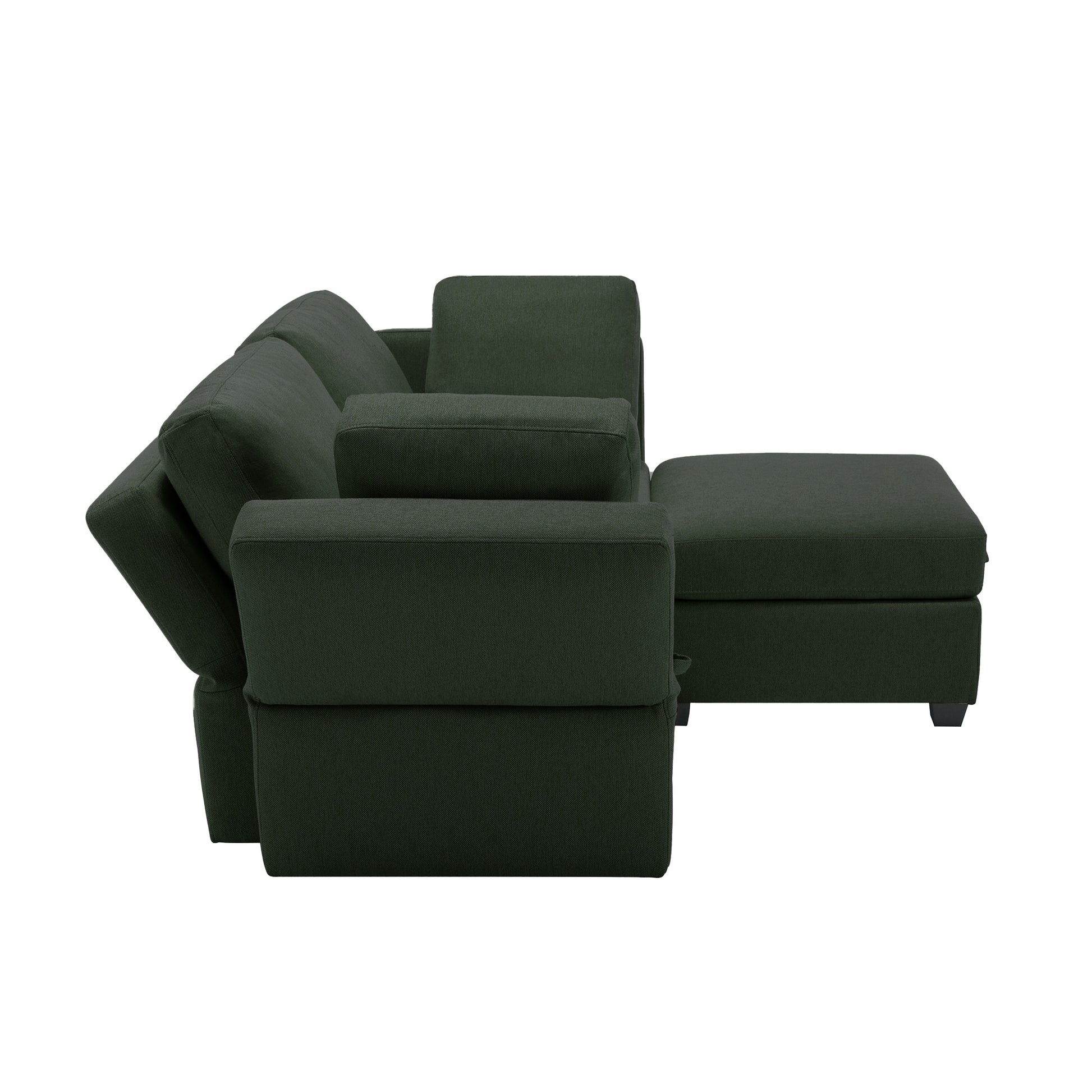 Space Saving Small Sectional Sofa With Ottoman, 2 Seater Sofa With 1 Ottoman, All Seats And Ottomans With Storage Function Green Green Polyester 2 Seat