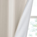 Basketweave Room Darkening Curtain Panel Pair 2 Pcs Window Panels Ivory Polyester