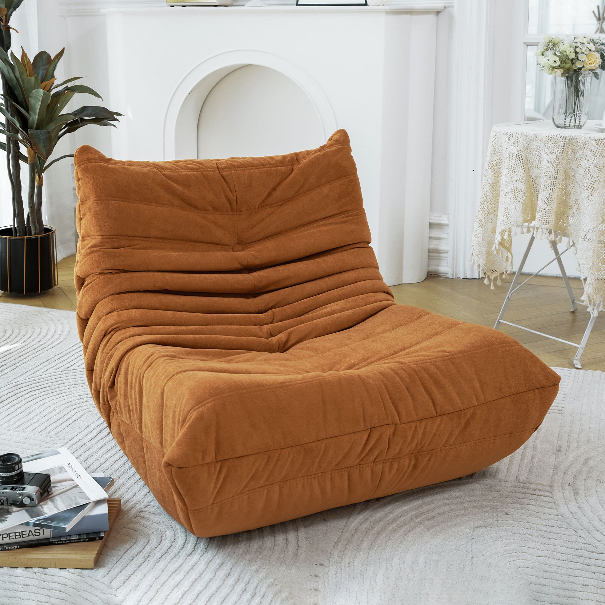 Floor Sofa Bean Bag Chair For Adults Fireside Bean Bag Lounger Memory Foam Chair For Home, Office, Apartment Or Gaming Venue Caramel Polyester Primary Living Space Firm Art Deco Armless Foam Polyester Blend