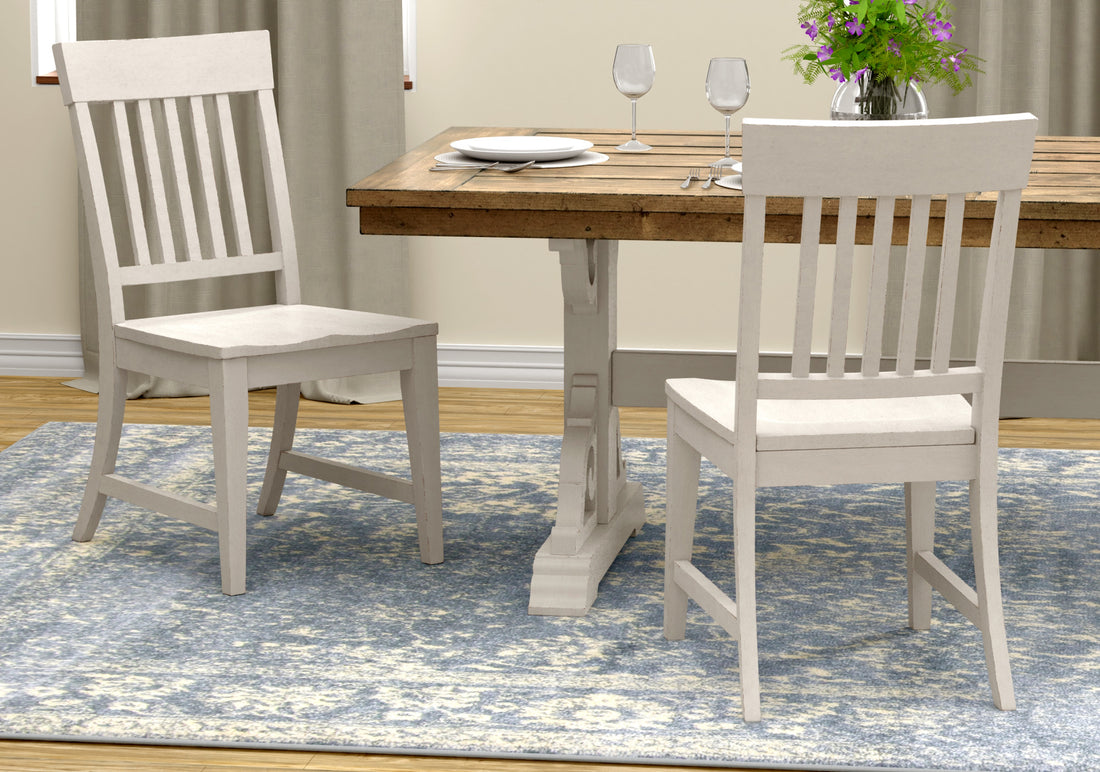 Haidel White Slat Back Dining Chairs, Set Of 2 White Solid Wood