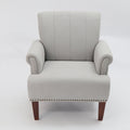 1Pc Traditional Accent Chair Rolled Arms Trim Soft Fabric Upholstered Furniture For Living Room Bedroom Office 30