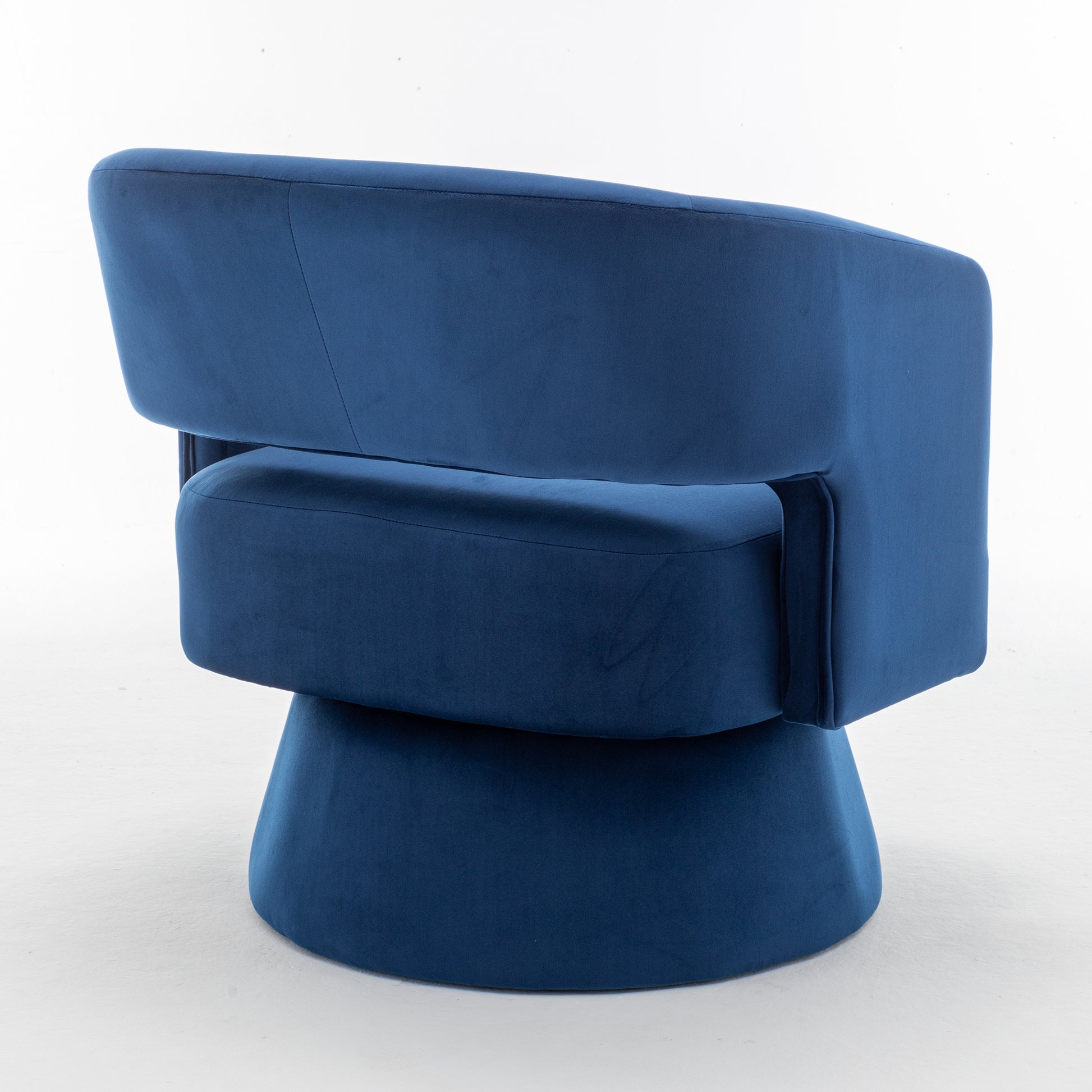 Swivel Barrel Chair, Velvet Accent Armchair 360 Degree Swivel Club Chair For Living Room Bedroom Reception Room Blue Foam Velvet