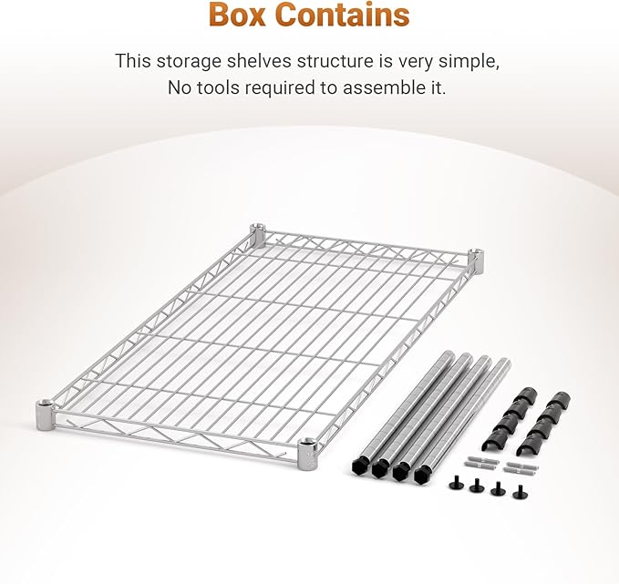 1 Tier Shelving Units, 29.92" W X 13.78" D X 14.96" H Steel Wire Rack Storage Shelving Organizer, Chrome Chrome Steel