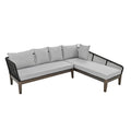 Modern 5 Person Outdoor Seating Group With Cushions Rope Waved Patio Sofa Set For Garden, Lawn, Poolside, L Shaped, Black Gray Yes Deep Seating Grey Black Weather Resistant Frame Water Resistant Cushion Garden & Outdoor Modern Sectional Seating Groups