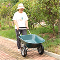 Wheel Barrow Two Wheeled Trolley For Green Garden 15 Inch Pneumatic Wheel Wb1001Gn Green Abs Steel Q235