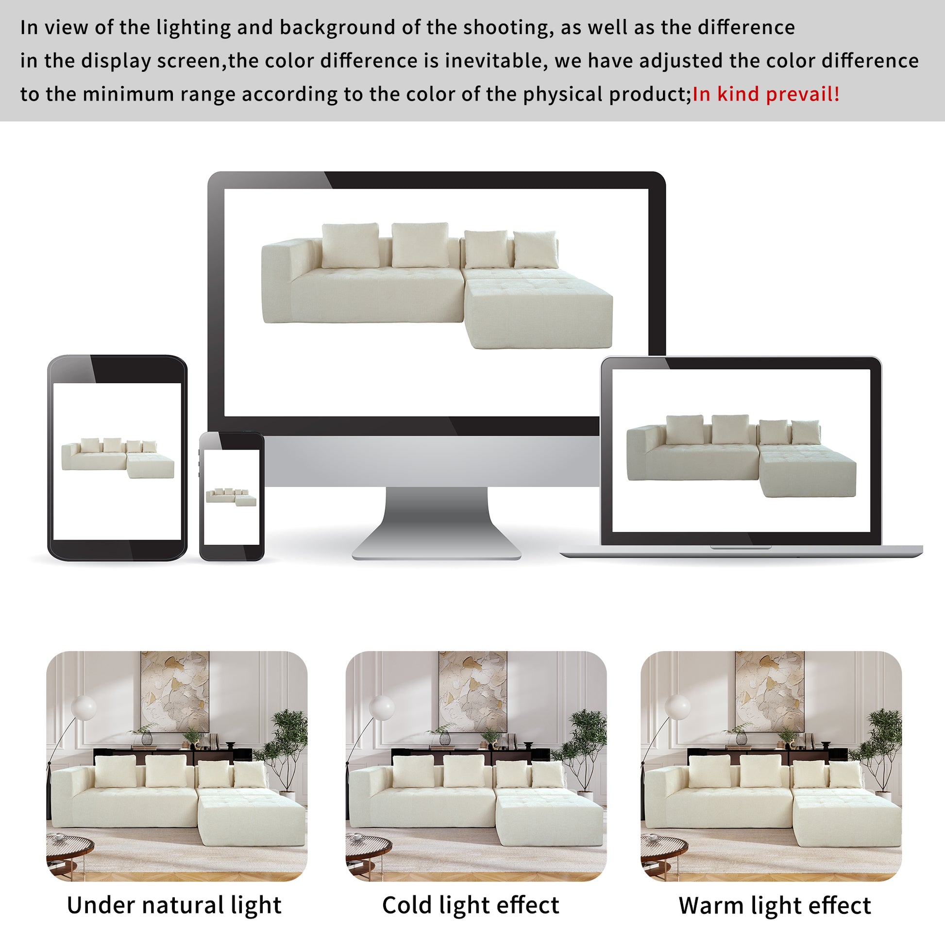 Modern Large Removable Modular Sofa, 3 Piece Set With Free Combination, Includes 4 Cushions, Ideal For Living Room, Bedroom, Apartment Beige Polyester 3 Seat