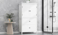 Bathroom Storage Cabinet, Cabinet With Two Doors And Drawers, Adjustable Shelf, Mdf Board, White White Mdf