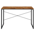 Oak And Black Writing Desk With Metal Sled Base Black Brown Writting Desk Office Industrial Rectangular Wood Metal Sled