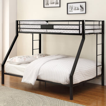 Sandy Black Twin Xl Queen Bunk Bed With Built In Ladder Black Contemporary Metal