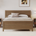 Wood Platform Bed Frame With Headboard, Mattress Foundation With Wood Slat Support, No Box Spring Needed, Queen Size, Walnut Box Spring Not Required Queen Walnut Wood Solid Wood Mdf