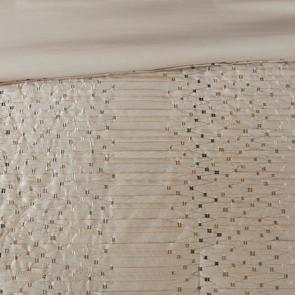 8 Piece Embroidered Comforter Set Natural Queen Queen Beige Polyester