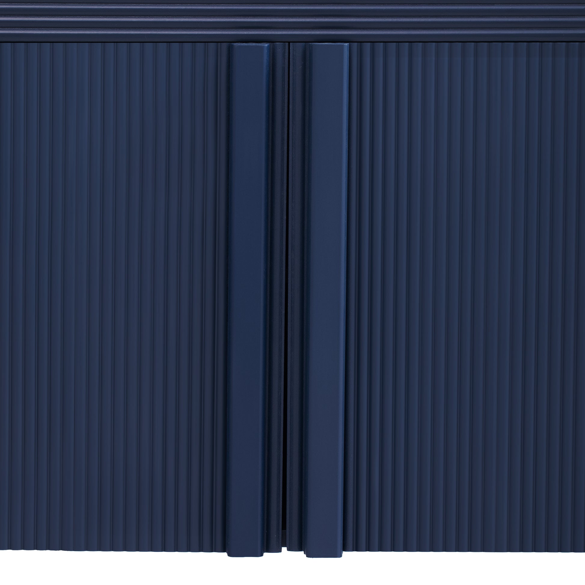 Striped Storage Cabinet With 4 Doorsadjustable, Suitable For Study,Entrance And Living Room Navy Blue Mdf