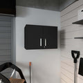 Black Wengue 2 Door Rectangle Wall Cabinet Black Particle Board