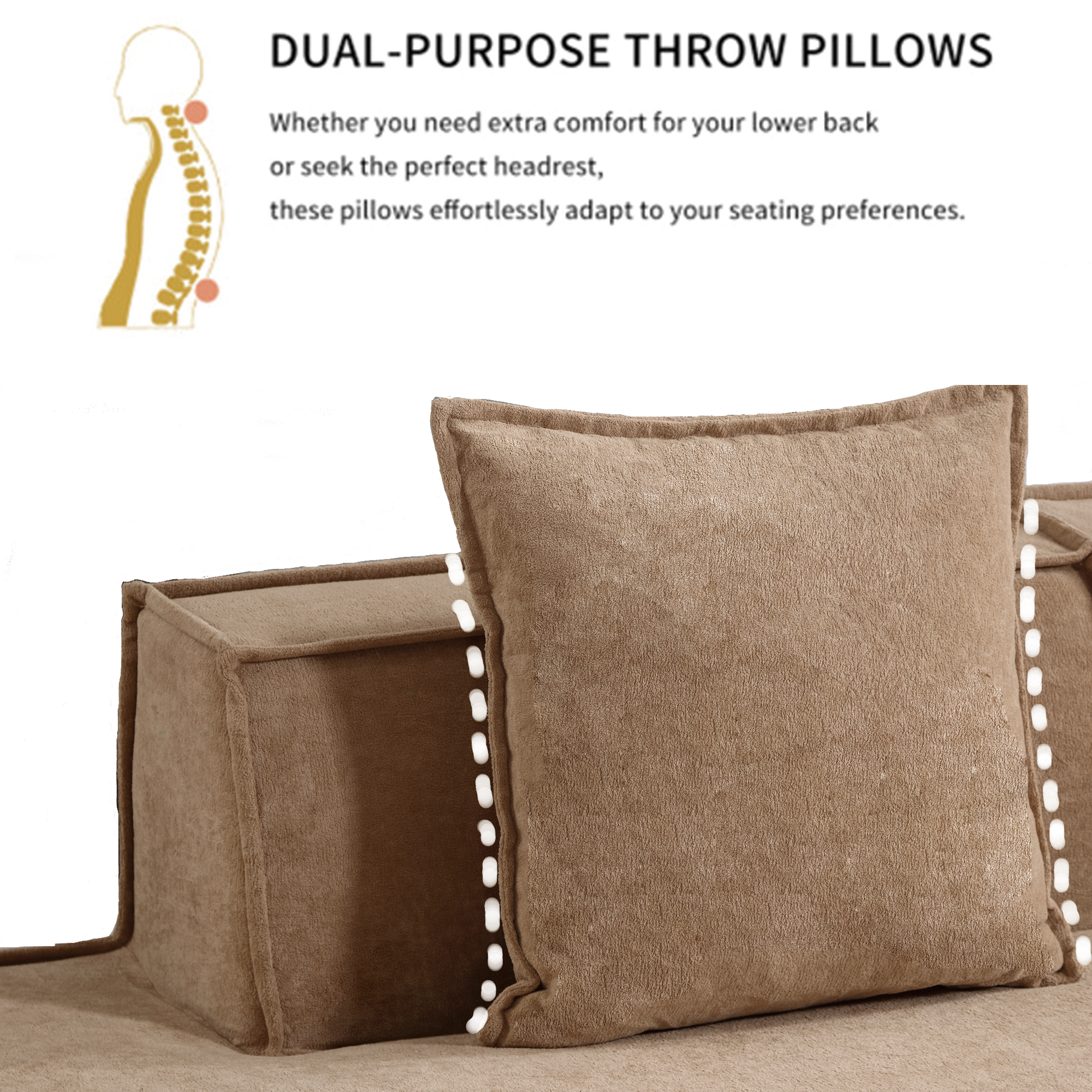 Modular Combination Sofa Set, Modern Minimalist Sofa, Free Installation Sofa, L Shaped, Italian Minimalist Tofu Block Sofa, Right Hand Facing,Terrycloth Fabric,Light Brown Light Brown Polyester Primary Living Space Soft Modern Polyester 3 Seat