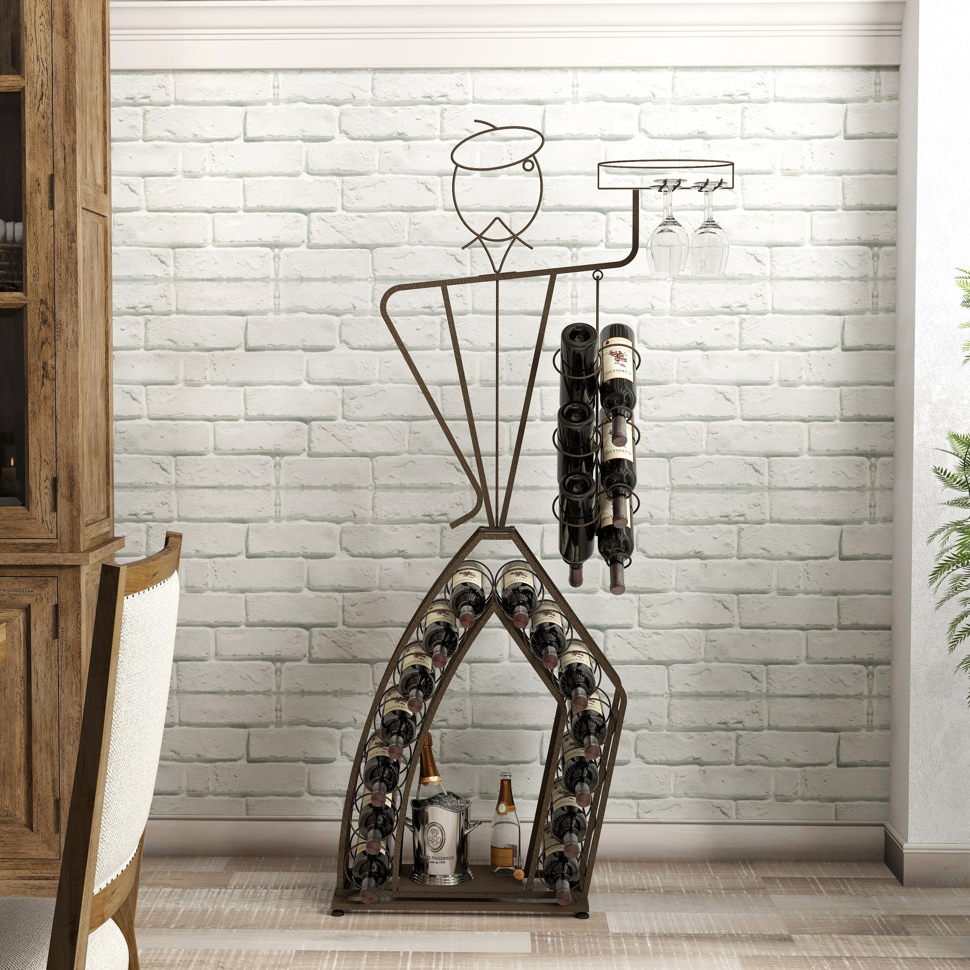 wine rack plants Unique Design Wine Bakers Rack, Freestanding Wine Rack With Storage Bo