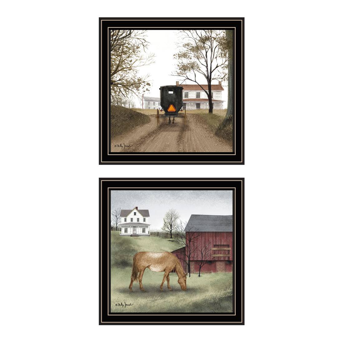 2 Piece Vignette The Old Mare, Heading' Home Black Framed Wall Art For Living Room, Bedroom Wall Art Print For Home Decor By Billy Jacobs Multicolor Wood Paper