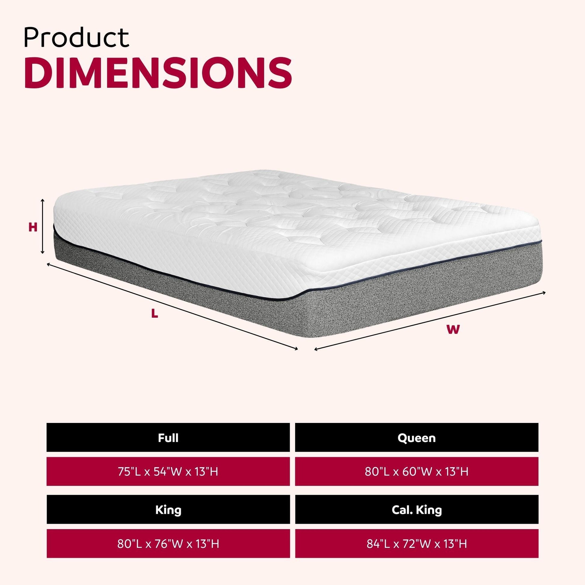 Ultra Plush 13 In. Medium Gel Memory Foam Mattress For Queen Size Bed In A Box With Double Layered Jacquard Cover Grey White Bedroom Modern Memory Foam Polyester Queen