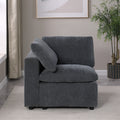 Modular Sectional Sofa Set, Left Facing Armchair,Chenille, Grey Grey Fabric 1 Seat