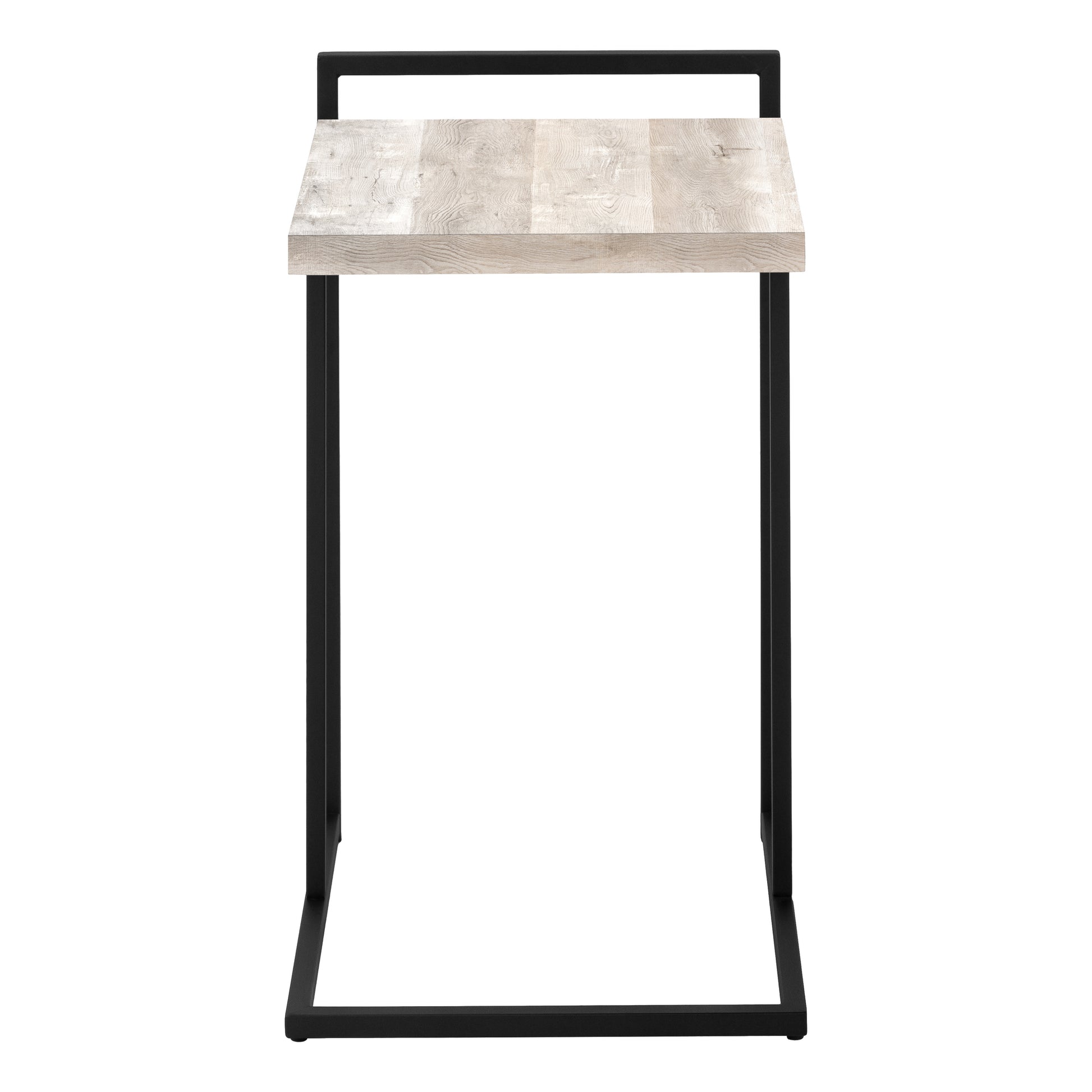 Accent Table, C Shaped, End, Side, Snack, Living Room, Bedroom, Beige Laminate, Black Metal, Contemporary, Modern Taupe Particle Board