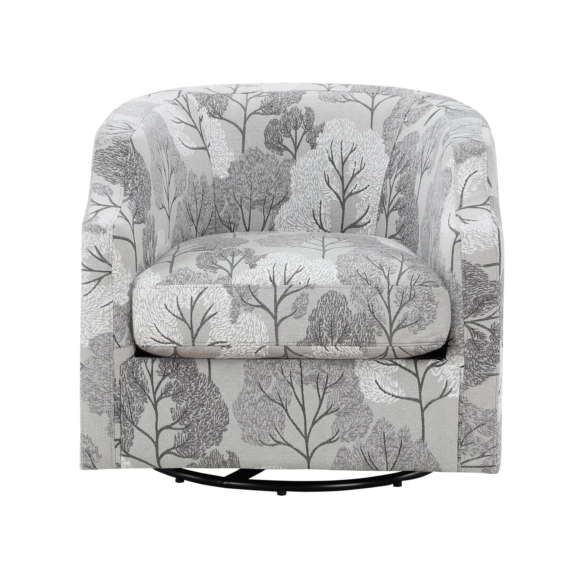 Isabelle Swivel Glider Barrel Chair Gray Floral Gray Foam Fabric