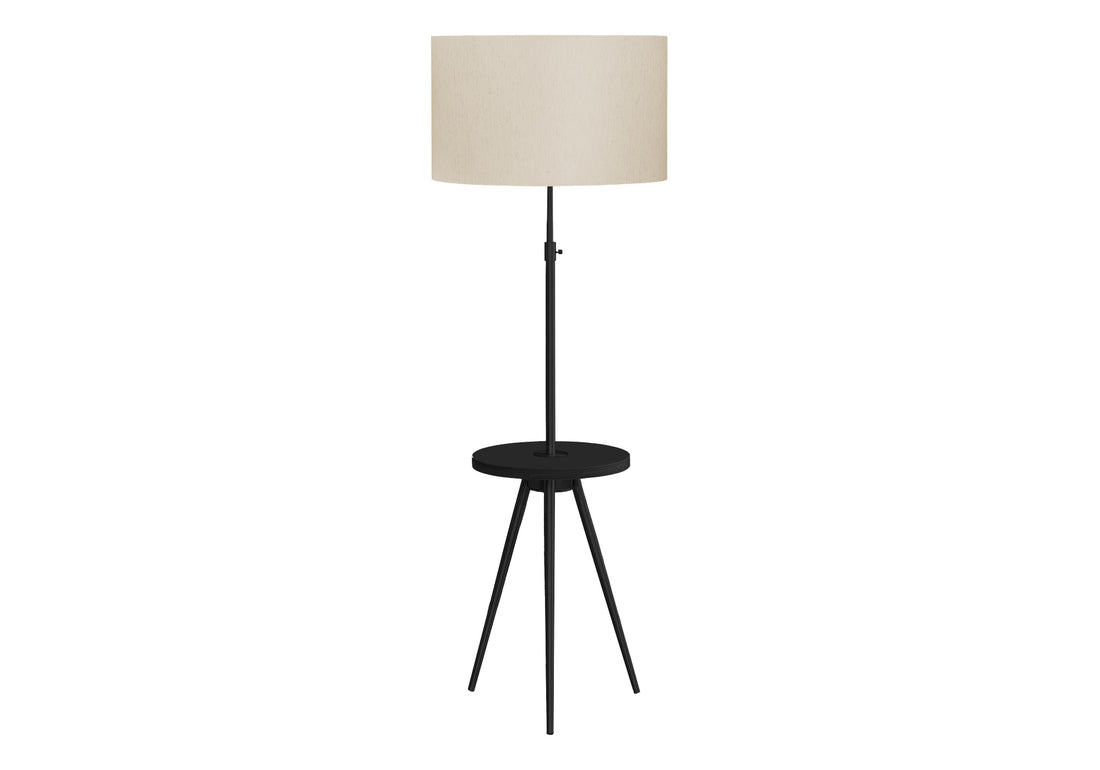 Lighting, Floor Lamp, 63"H, Black Metal, Ivory Cream Shade, Contemporary Black Metal