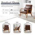 Coolmore Modern Accent Chair, Solid Wood Padding Lounge Armchairs With One Pillow For Living Room, Bedroom, Guest Room Brown Pu Brown Pu Brown Primary Living Space Modern Rubberwood Foam Pu Leather