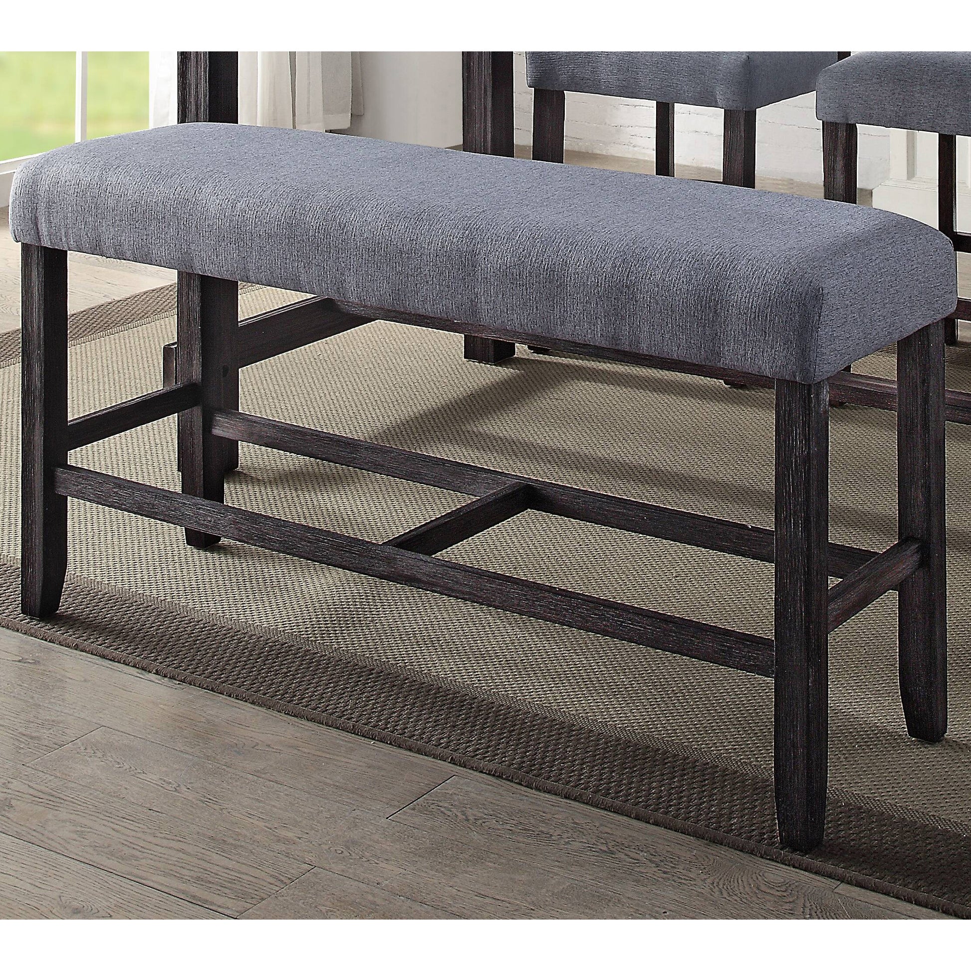 Grey And Weathered Espresso Counter Height Bench Espresso Dining Room Hickory Wood Fabric