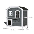 Pawhut 2 Story Cat House Outdoor, Weatherproof Wooden Cat Enclosure For Feral Cats With Escape Door, Openable Roof, Jumping Platforms, Gray Gray Wood