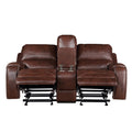 Keily 3 Piece Manual Reclining Living Room Set In Faux Leather Dark Brown Dark Brown Faux Leather