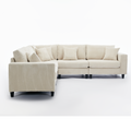 Packaging Upgrade Oversized Modular Sectional Sofa Set, L Shaped Couch,Corduroy ,Upholstered,Deep Seat,5 Seat,5 Throw Pillow And 6 Back Cushion,Living Room, Apartment ,Beige Beige Polyester Wood