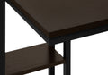 Accent Table, C Shaped, End, Side, Snack, Living Room, Bedroom, Brown Laminate, Black Metal, Contemporary, Modern Espresso Particle Board