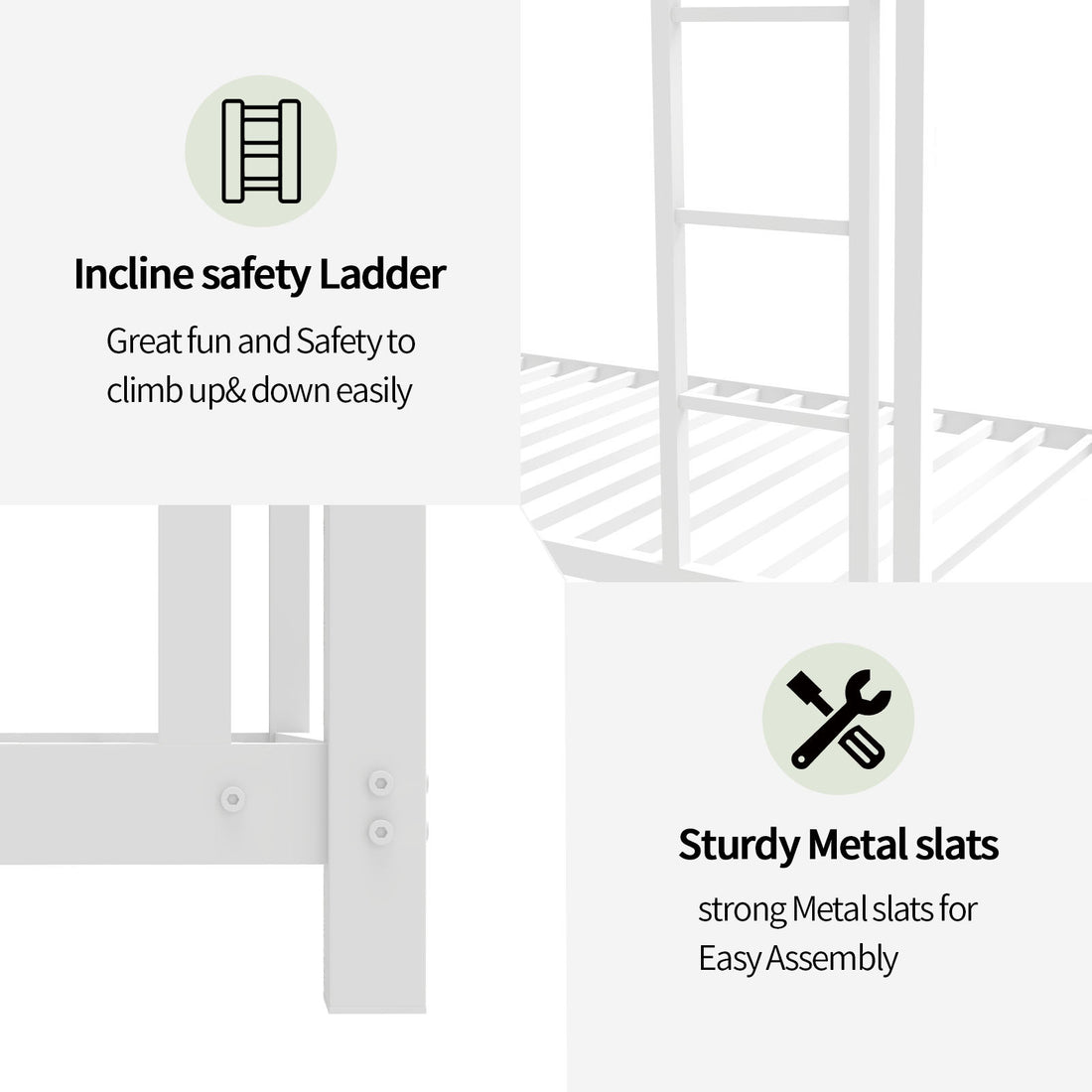 Metal Twin Over Twin Bunk Bed Heavy Duty Sturdy Metal Noise Reduced Safety Guardrail No Box Spring Needed,White Twin White Metal Metal