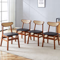 4 The Stylish And Durable Solid Wood Dining Chair, Small Curved Back, Pu Cushion, And Beautiful Shape Match Perfectly With Any Room And Everyday Use Walnut Set Of 4 Or More Rubber Wood