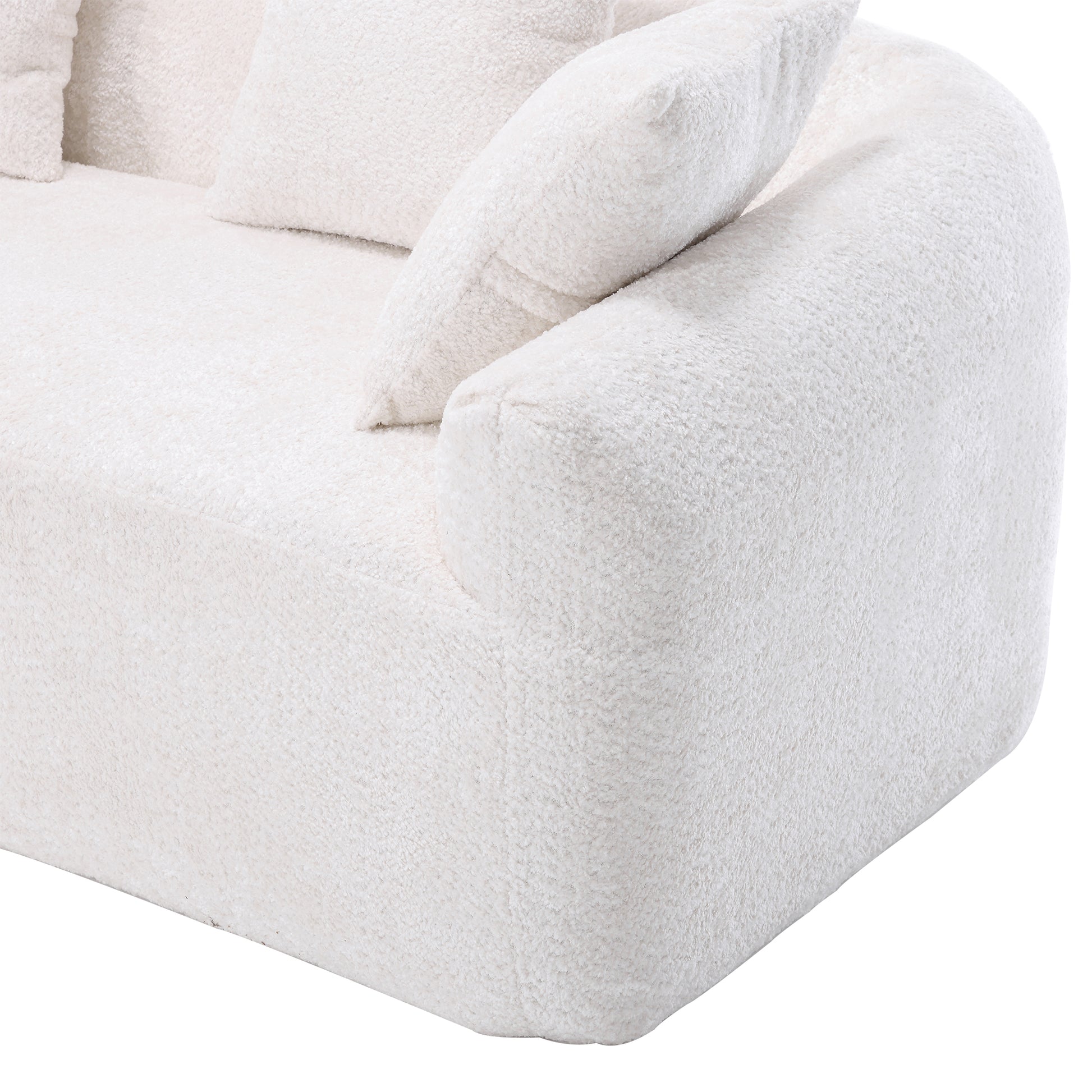 Coolmore Boucle Sofa 3 Seater For Living Room Oversized Comfy Sofa L Shape Sofa Couch With Chaise Home Furniture Sleeper Sectional Sofa For Apartment, Office Left Hand Facing Beige Beige Primary Living Space Foam Boucle 3 Seat
