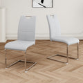 Modern Dining Chairs With Faux Leather Padded Seat Dining Living Room Chairs Upholstered Chair With Chrome Metal Legs Design For Kitchen, Living, Bedroom, Dining Room Side Chairs Set Of 2 Grey Silver Metal