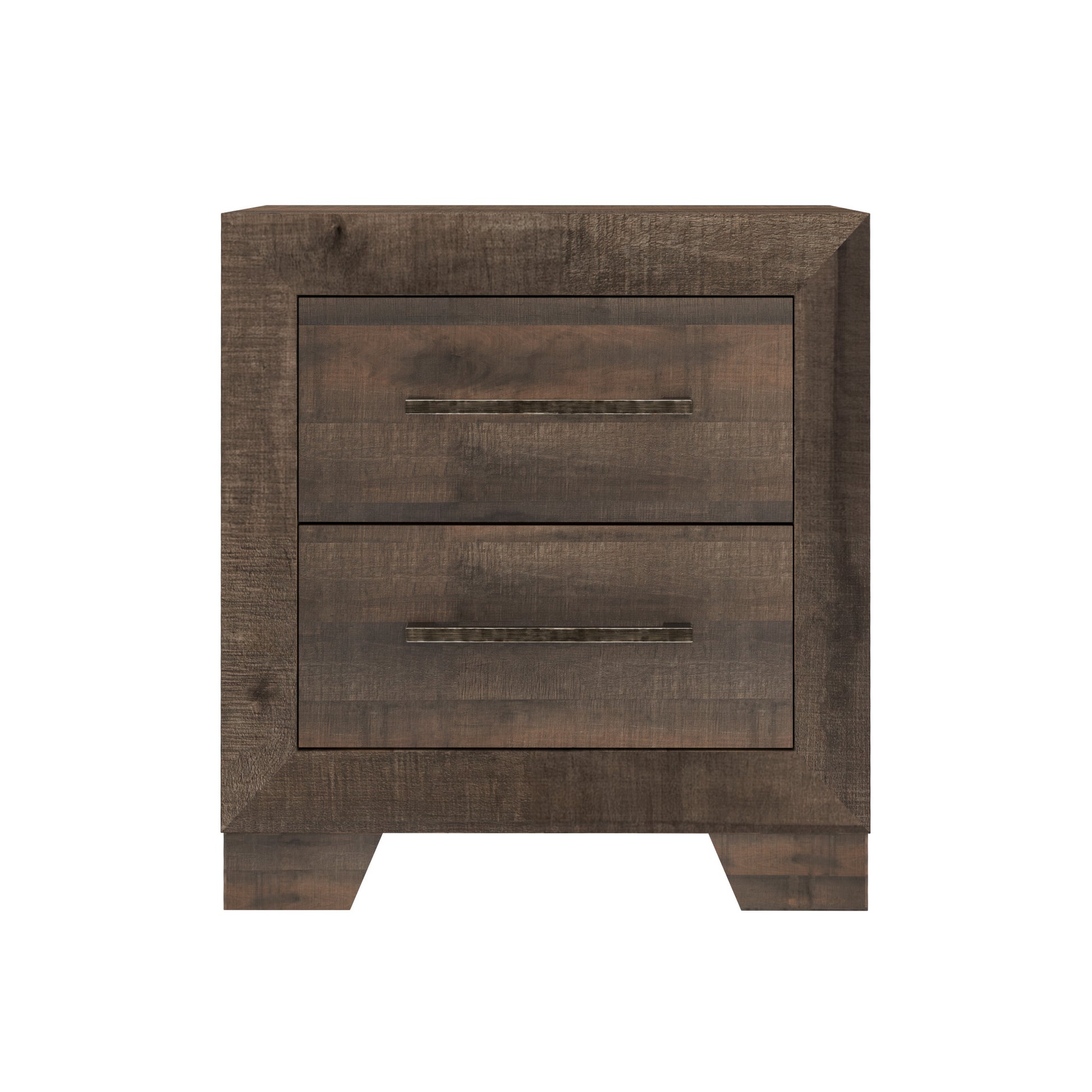 Plinz Brown 2 Drawer Nightstand Brown Engineered Wood