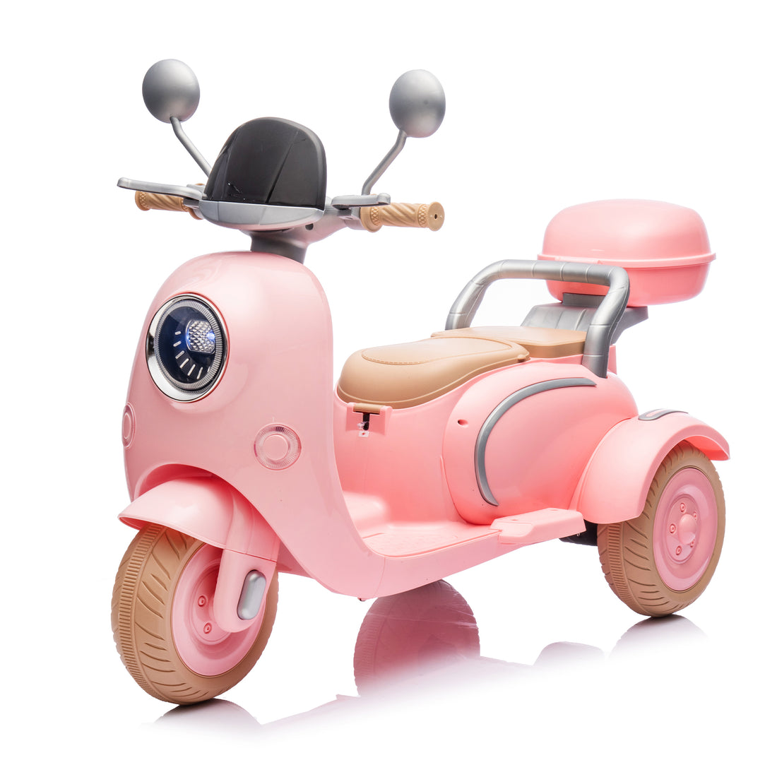 12V Two Seater Kids Ride On Electric Motorcycle,Three Wheels Kids Toy With Slow Start,Multi Function Player,Usb,Bluetooth, Light,Backseat Flip Adult Seat, Oversized Storage Box For Kids Aged 3 6. Pink 100 149 Lbs Polypropylene