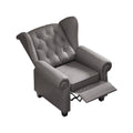 Modern Tufted Push Back Armchair Technical Leather Chair, Adjustable Single Sofa Chair With Sturdy Wood Legs For Bedroom, Living Room, Small Space Color:Grey Grey Primary Living Space Mid Century