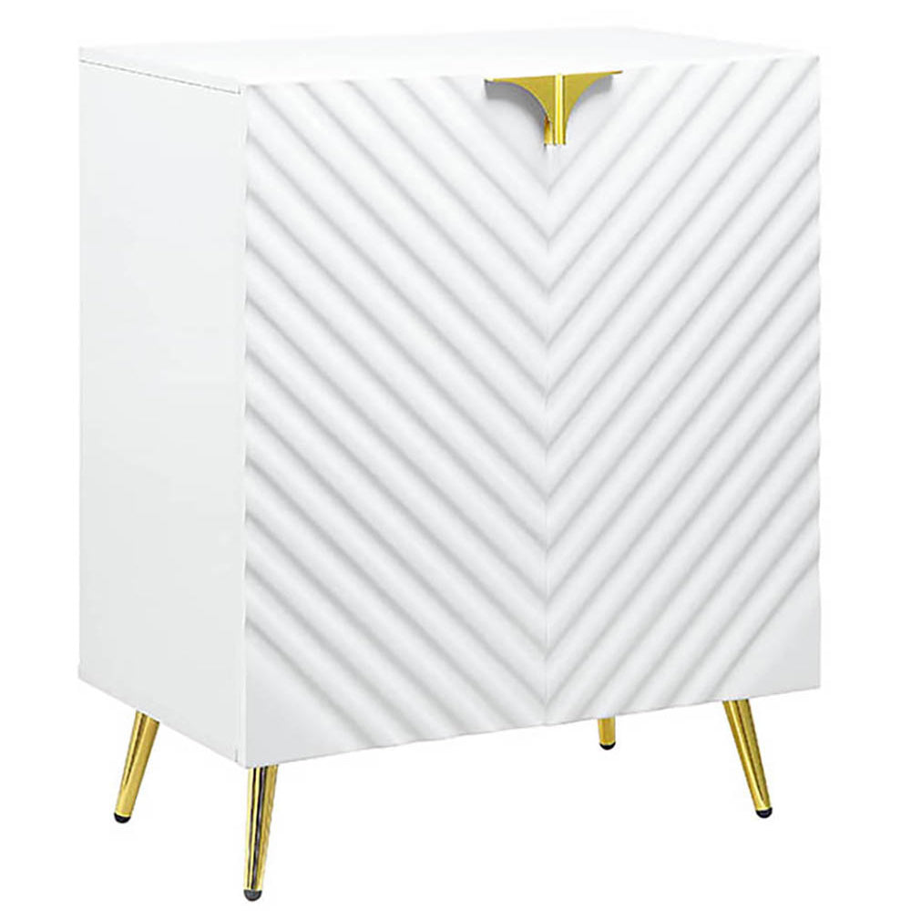 White High Gloss And Gold Console Table With