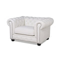 Traditional Tufted Leather Chesterfield Chair White Leather