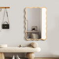 Solid Wood Wavy Rectangle Mirror Natural Wood40